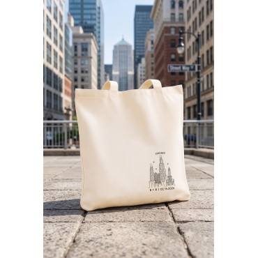 Minimal Chicago Skyline Wedding Tote Bag | Personalized Wedding Favor | Chicago Wedding Welcome Tote Bags