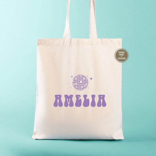 Personalized Bridesmaid Tote | Bridesmaid Name Tote | Disco Bachelorette Favors | Bachelorette Party Favors
