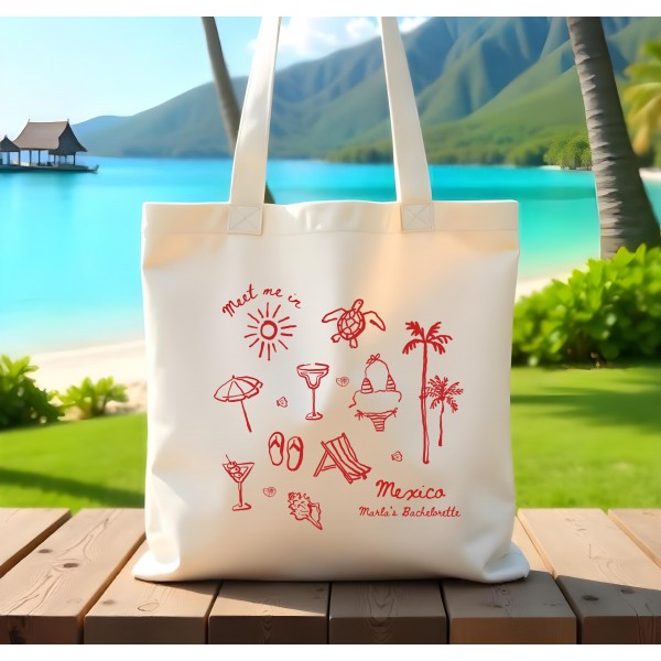 Mexico Doodle Tote Bag | Mexico Bachelorette Favors | Wedding Welcome Bags