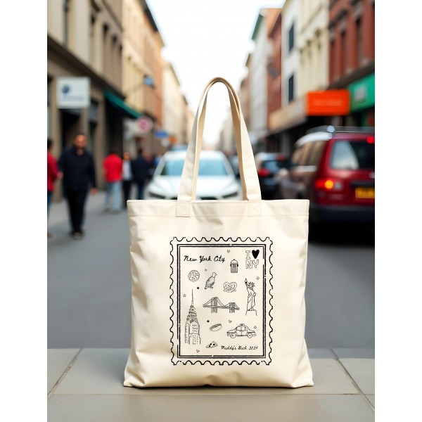 New York Stamp Tote: Custom Bachelorette Party Favor