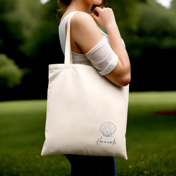 Shell Name Tote |  Beach Bachelorette Tote Bags | Club Bachelorette Tote | Coastal Bachelorette