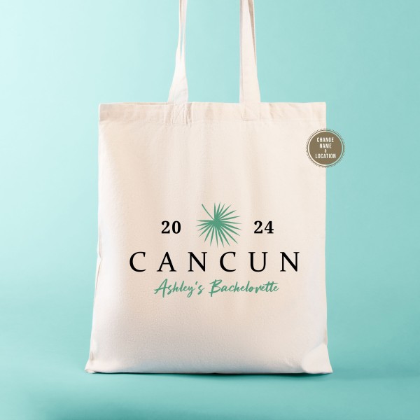 Mexico Destination Wedding Welcome Tote Bags | Cancun Palm Tree Totes