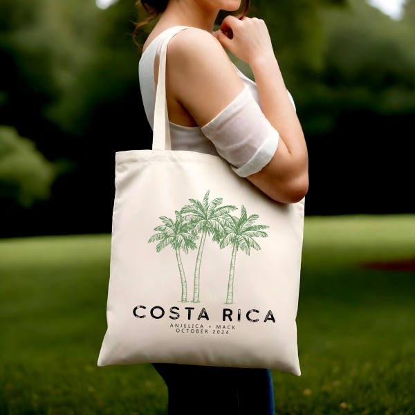 Costa Rica Destination Wedding Welcome Tote Bags | Palm Tree Totes