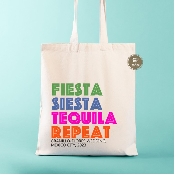 Fiesta Siesta Tequila Repeat | Mexico Beach Bachelorette Tote | Bachelorette Gift | Wedding Welcome Bags  