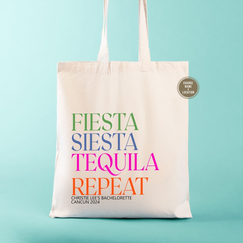Fiesta Siesta Tequila Repeat | Mexico Beach Bachelorette Tote | Bachelorette Gift | Mexico Wedding Tote Fiesta Siesta Tequila Repeat | Mexico Beach Bachelorette Tote | Bachelorette Gift | Mexico Wedding Tote