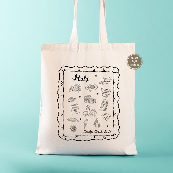 Italy Destination Wedding Welcome Tote Bags | Italy Frame Tote Bags