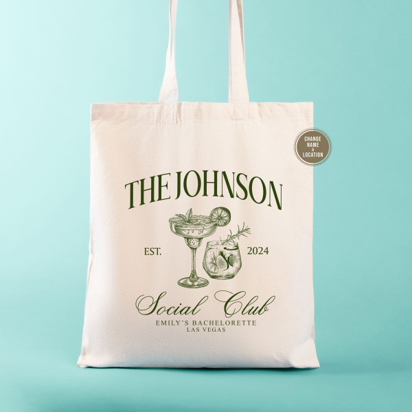 Club Bachelorette Totes | Personalized Bachelorette Totes | Margs and Matrimony Bachelorette | Bikini's and Martinis
