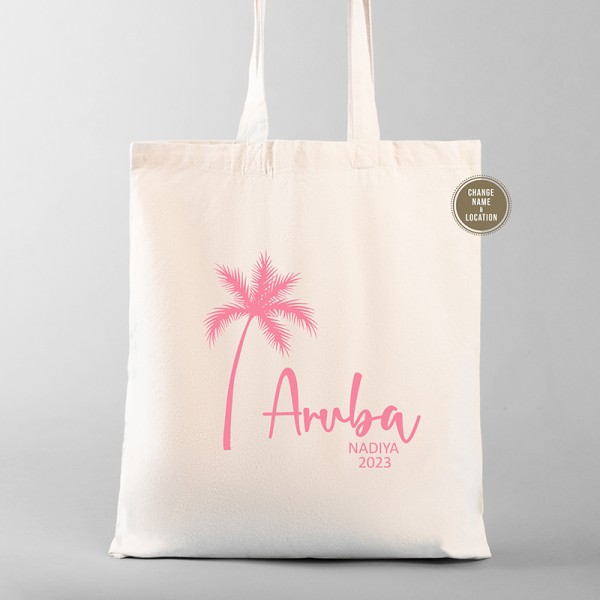 Aruba Destination Wedding Welcome Tote Bags | Aruba Palm Tree Totes