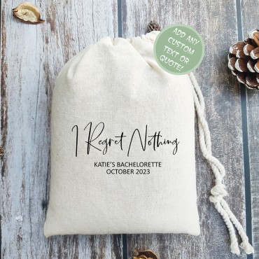 I Regret Nothing | Hangover kit Bags | Bachelorette Party Favors | Custom Drawstring Bags 