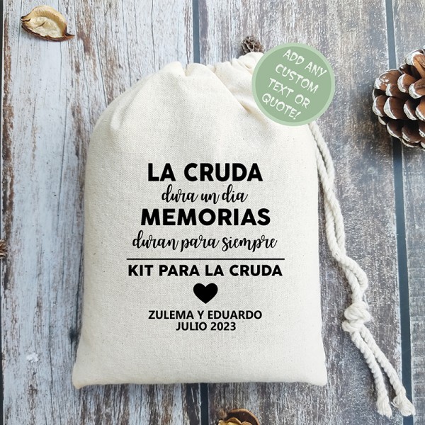 La Cruda Hangover Kit Bags | Cruda Kit | Wedding Recovery Kit Bags | Hangovers only last a day | Bachelorette Party