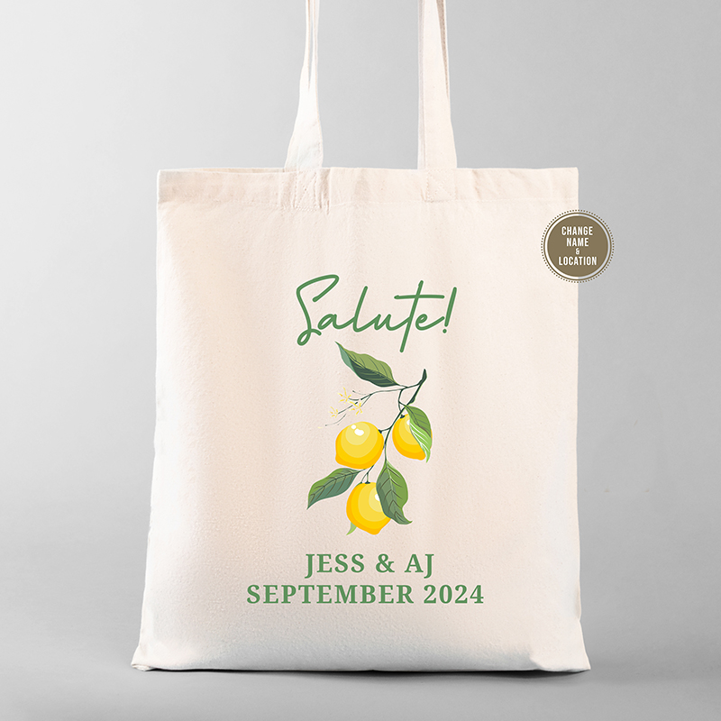 Italy Destination Wedding Welcome Tote Bags | Salute Italy Tote Italy Destination Wedding Welcome Tote Bags | Salute Italy Tote