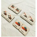 Montessori Wooden Construction Truck Car Memory Game, Homeschool Kindergarten Preschool Activity for Kid, 1st Birthday Gift, Nephew Gift