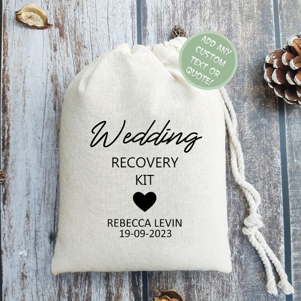 Wedding Recovery Kit | Bachelorette Party Favors | Hangover Kit Bags | Custom Drawstring Bags