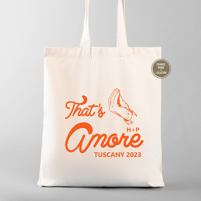 Italy Destination Wedding Welcome Tote Bags | That's Amore Italy Destination Wedding Welcome Tote Bags | That's Amore